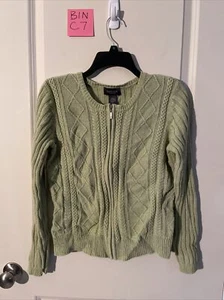 Van Heusen Zip Up Pale Green Cardigan Sweater women’s size S - Picture 1 of 5