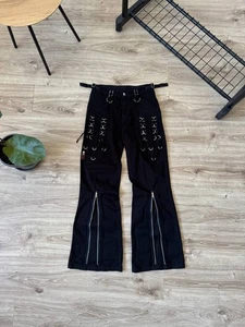 Vintage Y2K Living Dead Souls Gothic Bondage Flared Pants Women's Size S - Picture 1 of 11