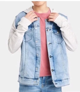 Nueva chaqueta vaquera de mezclilla para niños "Art Class" camisa sudadera mangas sudadera con capucha talla XL (14) - Imagen 1 de 9