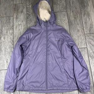 Columbia Jacket Women L Purple Windbreaker Hoodie Full Zip Fleece Lined Pockets - Picture 1 of 9