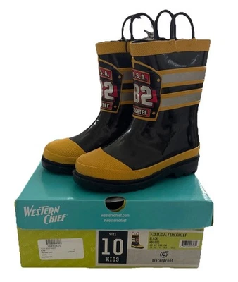 NIB Western Chief Todler Firechief Rainboots Firefighter Sz 10 - Image 1 of 4