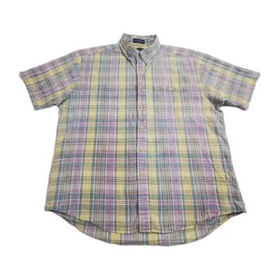 Camisa Pendleton Hombre XL Rosa Amarillo Cuadros Manga Corta Abotonada Clásica Adulto Foto 1 de 4