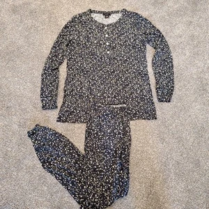 J.Crew Pajamas Adult Medium Black Star Pant Shirt Womens - Picture 1 of 5