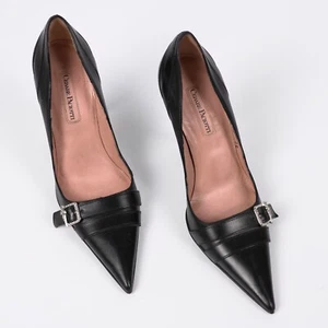 Cesare Paciotti Pumps Black Leather Pointed Toe Stiletto Heels Size US 6 / EU 36 - Picture 1 of 7