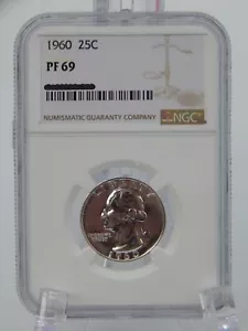 Washington Quarter 1960 clasificación NGC PF69 - prueba (BT278) - Imagen 1 de 7