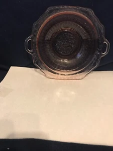VINTAGE PINK DEPRESSION GLASS ANCHOR HOCKING MAYFAIR HANDLES SERVING BOWL 10" - Picture 1 of 6