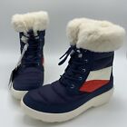 Sperry Bearing Plushwave Faux Fur Winter Boot Women's 9.5 NWT BLUE/WHITE/RED