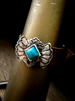  Sterling Silver Leather & Natural Turquoise Concho Cuff Bracelet Beautiful! - Image 1 of 4