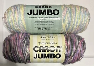 LOT of 2 CARON JUMBO In BABY RAINBOW & EASTER BASKET 12oz & 595yds 100% Acrylic - Picture 1 of 6