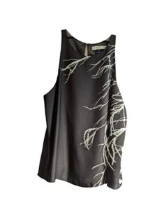 Halston Heritage schwarze Kontrastfeder ärmellos Straußenfedern Gr. 2 - Bild 1 von 5