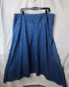 JM Collection Dark Denim Maxi Skirt 16W 100% Cotton - Picture 1 of 14