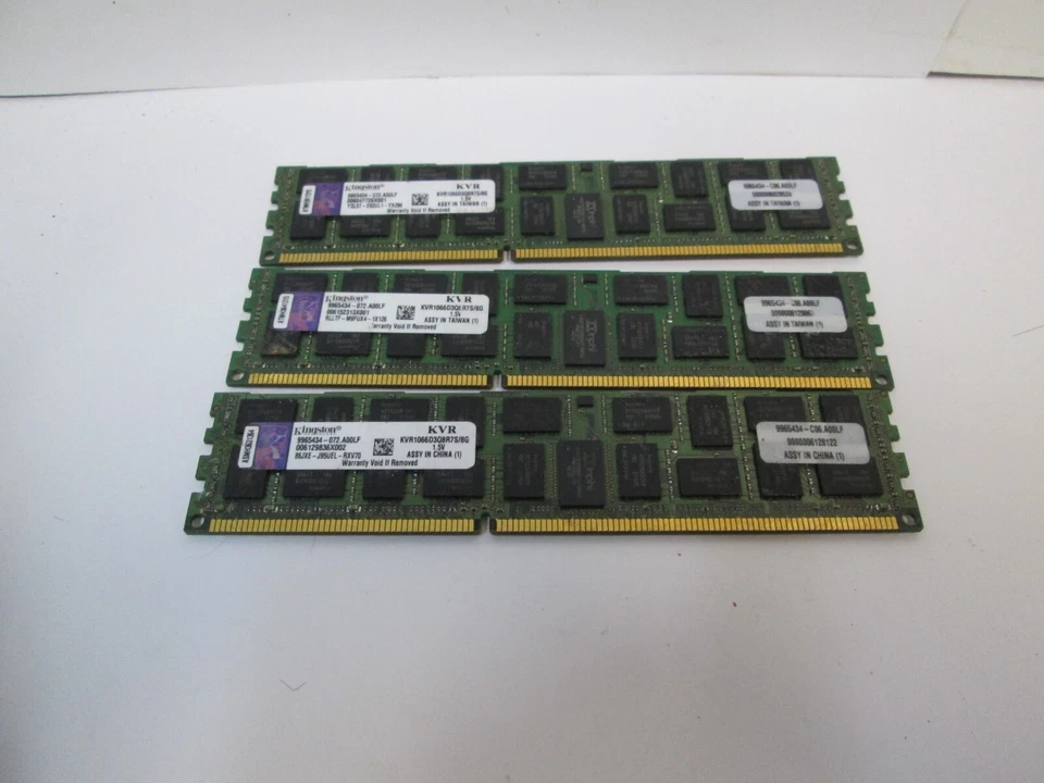 24GB Kingston (8GB x3)  PC3L-10600R DDR3-1333 ECC Reg 2RX4 Server Ram Memory - Image 1 of 1