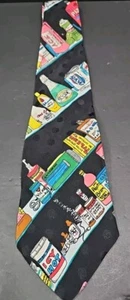 Nicole Miller 1990 100 % Seide Krawatte Jungen Herren Toilettenartikel Zielfernrohr, elfenbeinfarbene Seife  - Bild 1 von 7