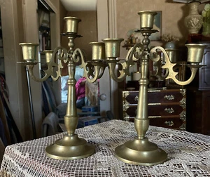 Vintage Brass 4 Arm 1 Head Candle Candelabra 11” - Picture 1 of 9