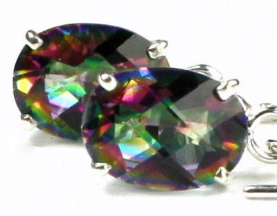 8x6mm MYSTIC FIRE TOPAZ Sterling Silver Threader Earrings -Handmade • SE003 - Image 1 of 3