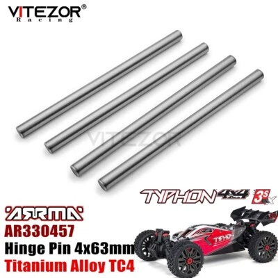 For Arrma 1/8 TYPHON 4X4 V3 3S BUGGY AR330457 Hinge Pin 4x63mm Titanium TC4 4Pcs - Image 1 of 4