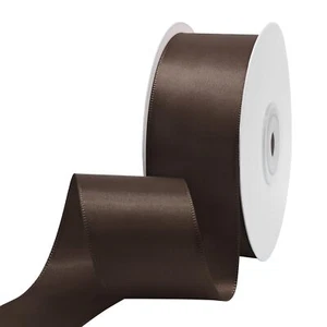 Brown Satin Ribbon 1-1/2 Inch x 25 Yards Double Faced Satin Ribbon for Gift W... - Picture 1 of 5
