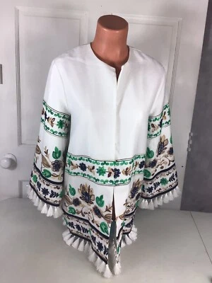 Цветочный белый куртка вышитая женщин маленький - Изображение 1 из 4