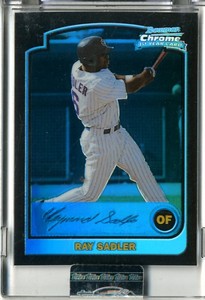 2003 Bowman Chrome Blue Refractors Chicago Cubs Baseball Card #300 Ray Sadler