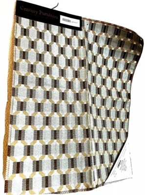 Century Geometric Designer Canvas Upholstery Fabric 17.5 x 21.5" Blue Gray Beige - Image 1 of 4