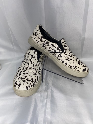 Steve Madden Eccentric brown white Pony Hair Pony print slip on loafers Sz 10