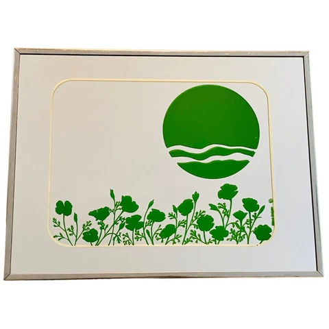 Vintage Mid Century Modern Art Gloria Erika’s  Signed Painted Glass Mirror Cover