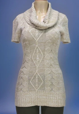 No Boundaries Juniors Sweater Dress Cowl Neck Short Sleeve Beige Size S (3-5) - Изображение 1 из 4