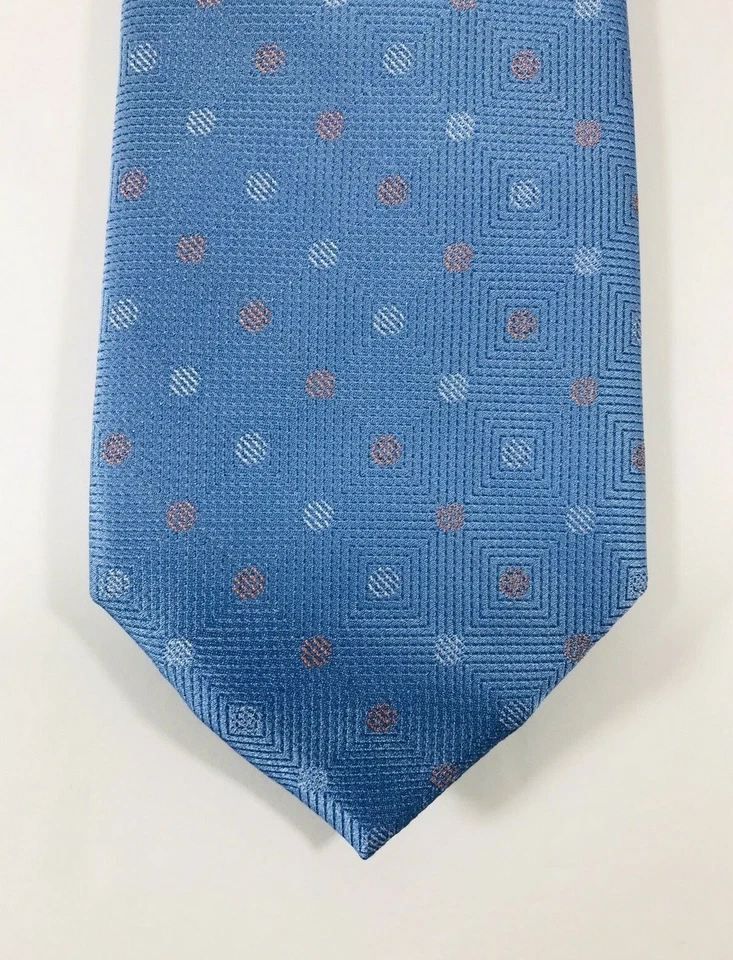 B2g1 Michael Kors Men's Neck Tie Blue Square Texture Polka Dot Slim Silk