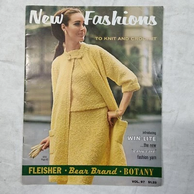 Rare 1960s New Fashions to Knit Bear Brand Yarn Knitting Crochet Pattern Book 97 - Image 1 of 4