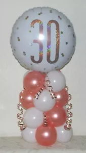 30° COMPLEANNO - ORO ROSA - DISPLAY PALLONCINO DA FESTA IN LAMINA - KIT DECORAZIONE TAVOLO - Foto 1 di 2