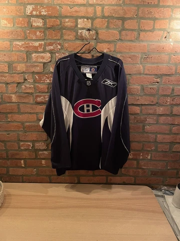 Reebok Montreal Canadiens Jersey Mens Large Blue  NHL Vintage Blank Cover