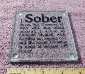 Nüchterner Sammleruntersetzer (4"" x 4"") Glas - Bild 1 von 2