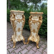 Italian Baroque style XL collumns/ pedestals in white and gold - a pair