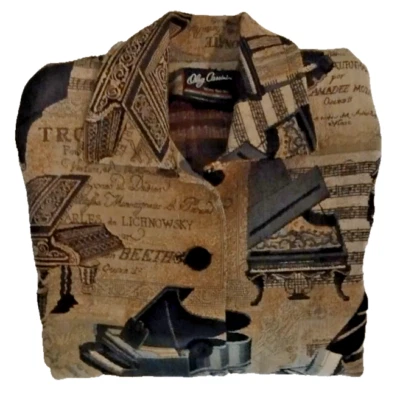 Chaqueta manga larga tapiz piano jacquard marrón Oleg Cassini para mujer Foto 1 de 4