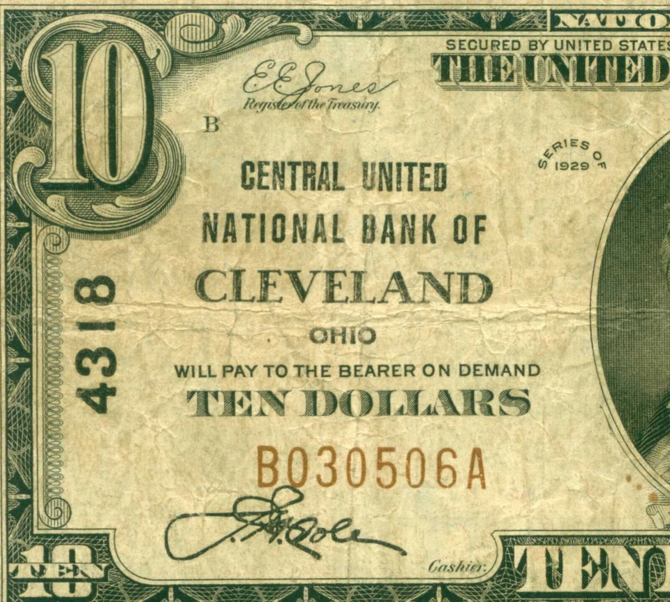 1929 $10 bill  (4318 T1) World paper money national currency OHIO banknote  - Image 1 of 3
