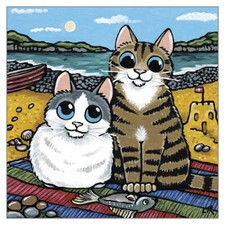 Seaside Sweethearts Funny Cat Greeting Card Lisa Marie Robinson Humorous Cards