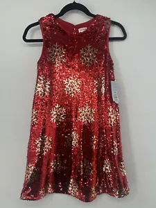 NWT Cat & Jack Reversible Sequins Snowflake Christmas Holiday Dress Sz L (10/12) - Picture 1 of 4