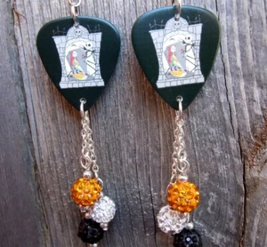 Jack Skellington and Sally Guitar Pick Earrings with Pave Bead Dangles - Picture 1 of 4