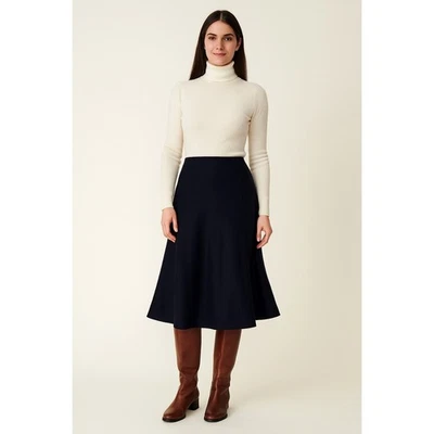 Uniqlo Wool Blend Midi Skirt Womens A Line Flare Career Lined Blue Size Large - Image 1 of 4