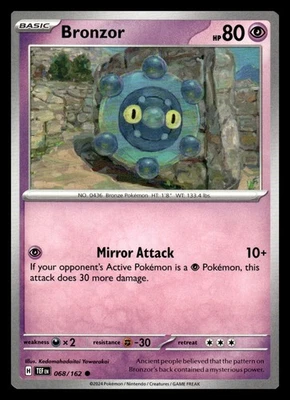 Bronzor Common 068/162 SV05: Temporal Forces Pokemon Card - Image 1 of 2