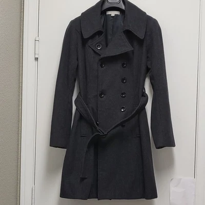 Style & Co Trench Coat Wool Blend Womens Large Tweed Double Breasted Pockets - Image 1 of 4