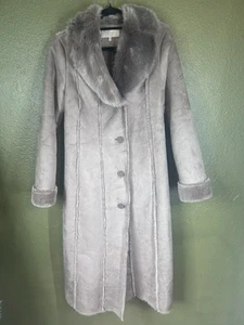 NWOT Hobbs London Long Faux Suede/Fur Coat. Size 4. Grey. Retail $540 - Picture 1 of 8