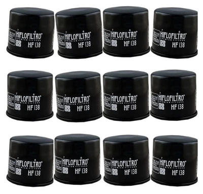 HF138 Oil Filter - Black - 12 Pack For 86-17 Aprilia Suzuki Kymco Arctic Cat - Image 1 of 4