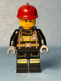 LEGO City Fire Minifig cty0351 -Fire Fighter w/Sweat - Light Scratches/No Cracks