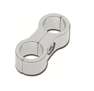 Chrome Double Hose Separator Clamp for Oil/Fuel Lines (up to 3/8 inch diameter) - Picture 1 of 5