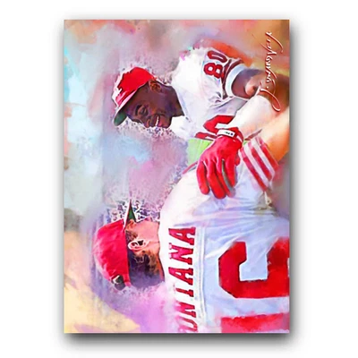 Joe Montana & Jerry Rice #12 Art Card Limited 36/50 Vela (San Francisco 49ers) - Imagem 1 de 2