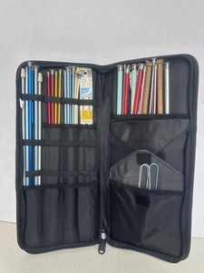 Vintage Aluminum And Wood Knitting Needles Lot Of 34  With Case. - Picture 1 of 5