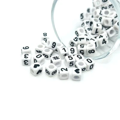 Cuentas cuadradas con números blancos y negros, 6x6 mm - Vendedor de EE. UU. Foto 1 de 4