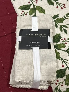 NWT Set of 12 Max Studio Home COTTON/LINEN/POLY Beige Napkins 18"X18" - Picture 1 of 8