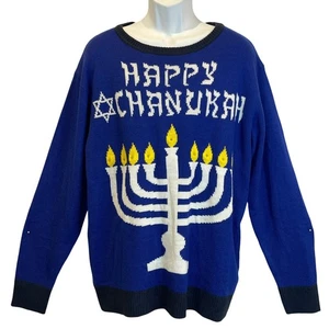 Maglione Forum Novità HAPPY HANNUKAH Light Up Menorah Brutto Taglia XL - Foto 1 di 3